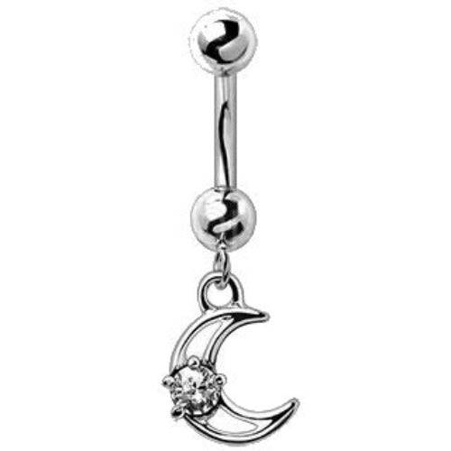 316L Stainless Steel Moon and Star Dangle Navel Ring