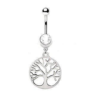 316L Stainless Steel Tree of Life Dangle Navel Ring