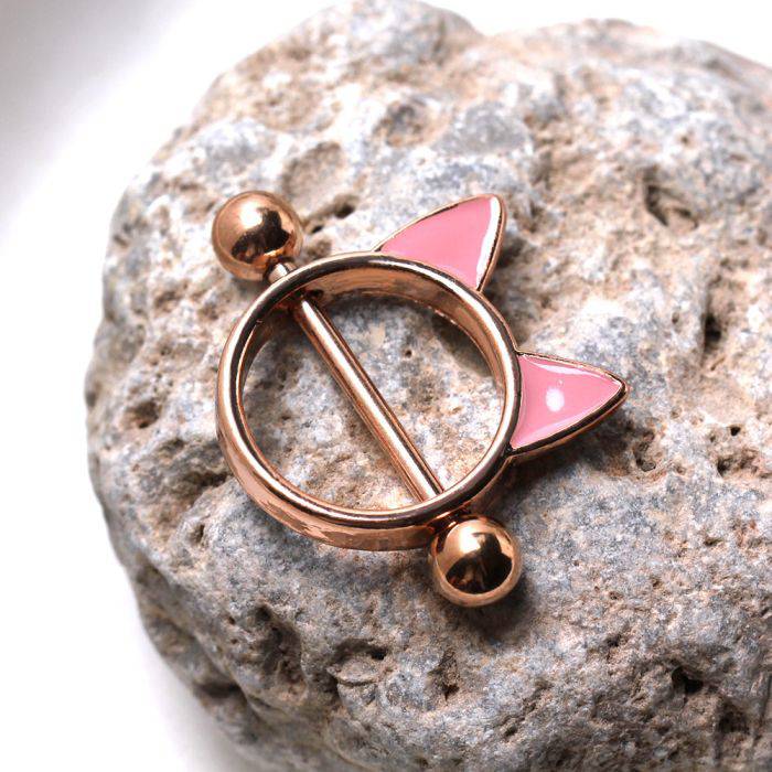 Rose Gold Plated Pink Cat Nipple Shield