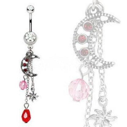 Sun &amp; Moon Dangle Navel Ring