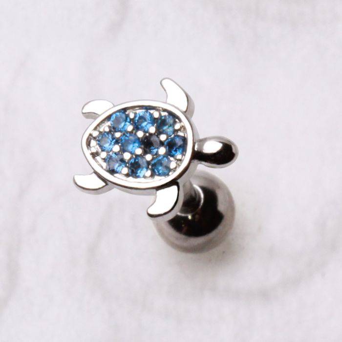 316L Stainless Steel Ocean Blue Turtle Cartilage Earring