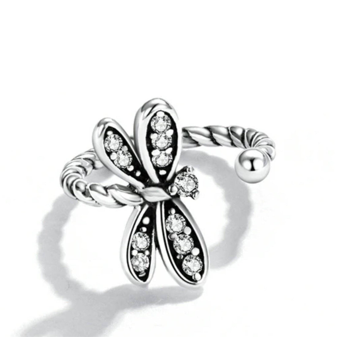 Dragonfly Ear Cuff | Sterling Silver &amp; CZ | No Piercing Earring