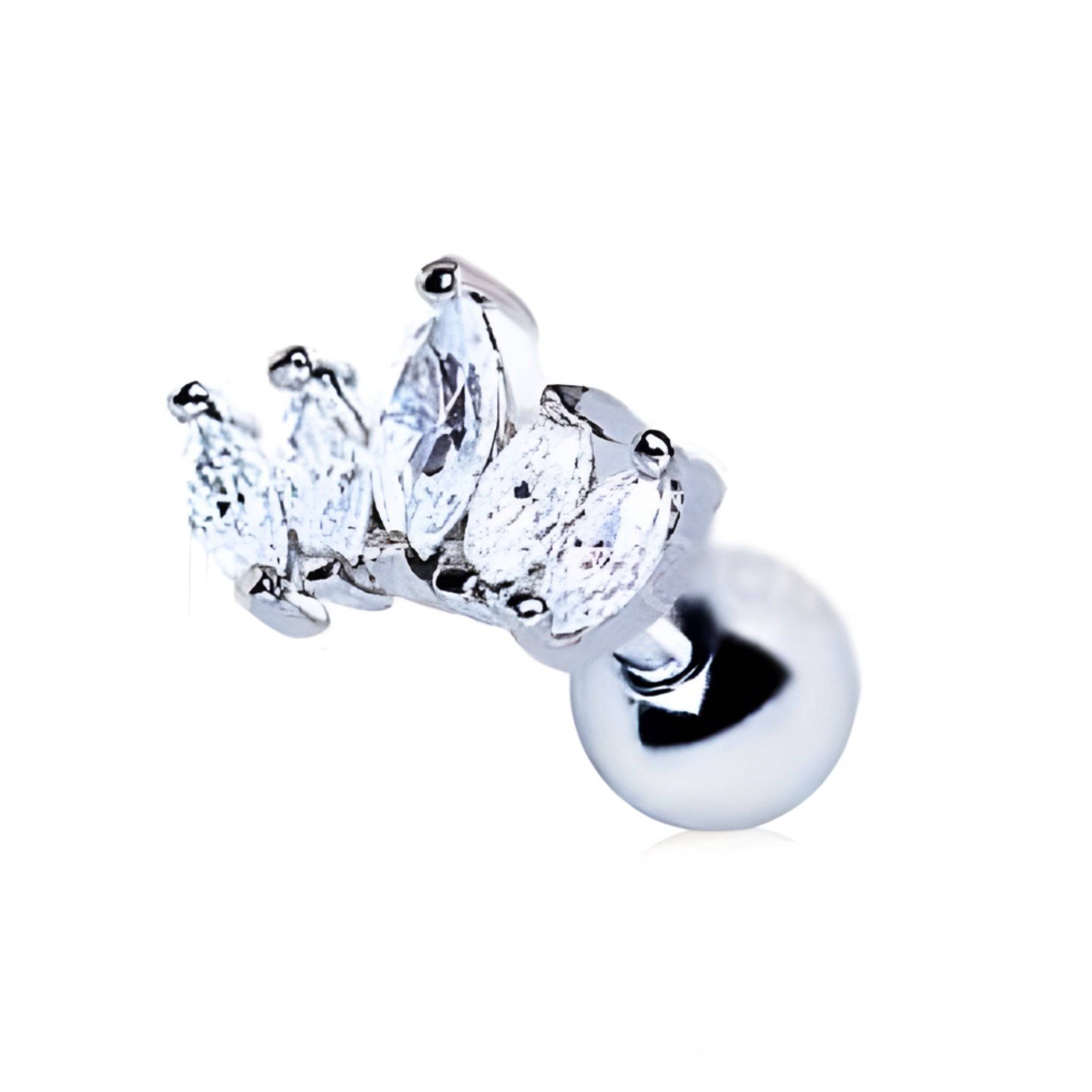 Royal Crystal Crown Cartilage Earring | Stainless Steel