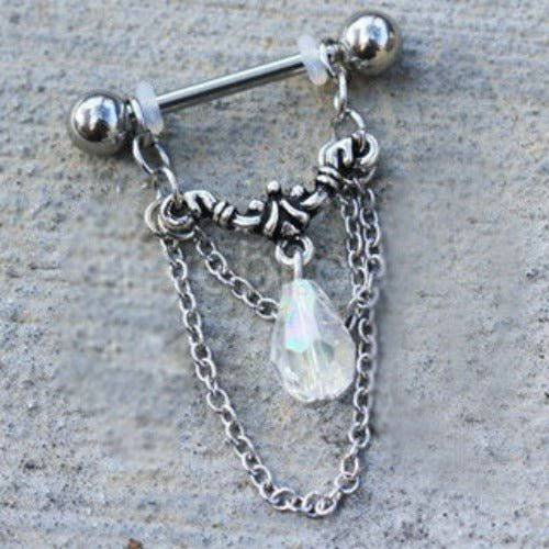 316L Stainless Steel Aurora Double Chain Nipple Ring