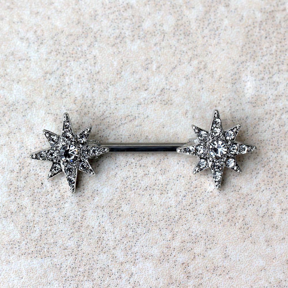 316L Stainless Steel Glittering North Star Nipple Bar