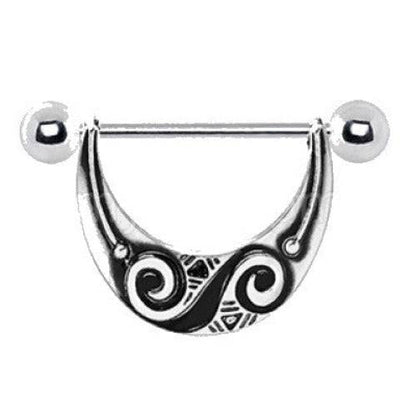 316L Stainless Steel Spiral Tribal Nipple Shield