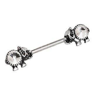 316L Surgical Steel Jeweled Elephant Nipple Bar