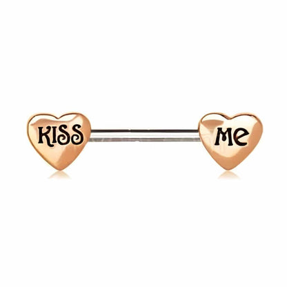 Rose Gold &quot;Kiss Me&quot; Heart Nipple Bar