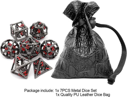 Flying Dragon Hollow Dice Set - Silver Red Numbers-2