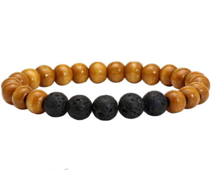 Wood Beads &amp; Lava Stone | Essential Oil Bracelet