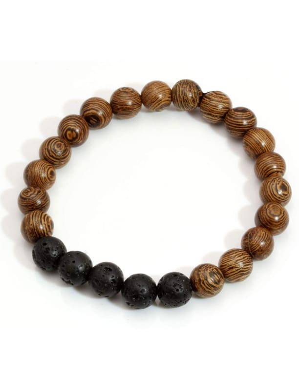 Wood Beads &amp; Lava Stone | Essential Oil Bracelet