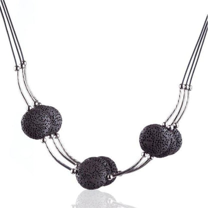 Black 6 Lava Stone | Essential Oil Necklace