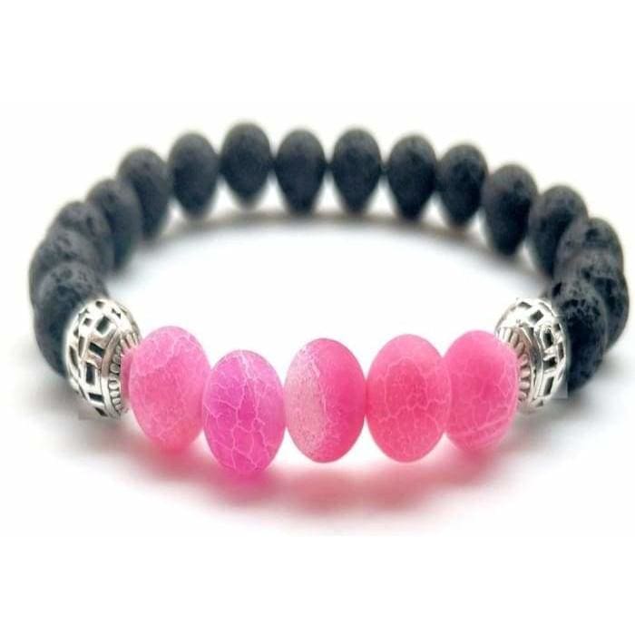 Black &amp; Pink Lava Stone | Essential Oil Bracelet