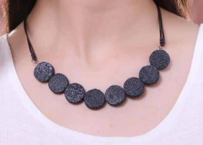 Black Tablet Lava Stone Beads | Essential Oil Necklace