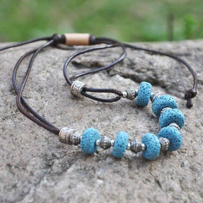 Blue Bead Lava Stone | Essential Oil Necklace