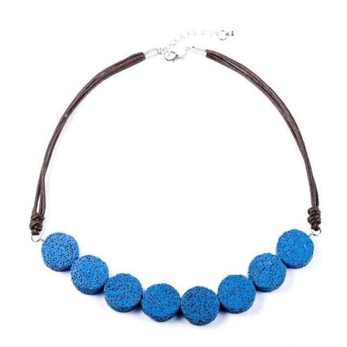 Blue Tablet Beads Lava Stone | Essential Oils Necklace