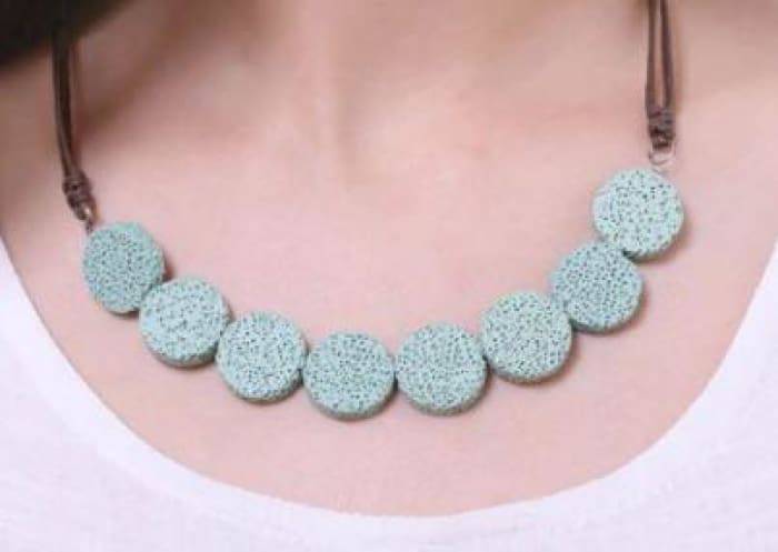 Cyan Tablet Beads | Lava Stone | Essential Oils Necklace