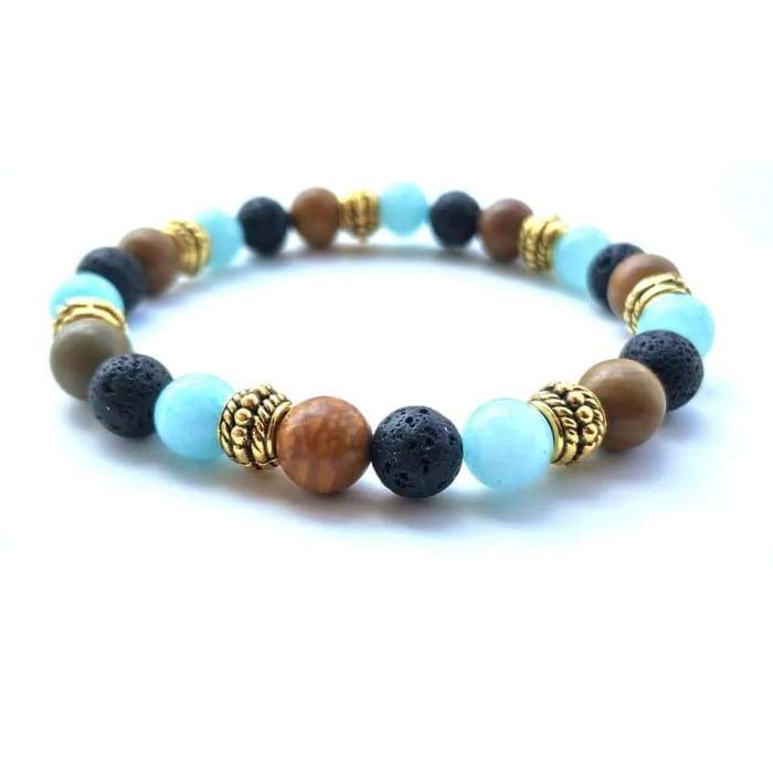 Gold Natural Stone | Black Lava Stone | Essential Oil Bracelet