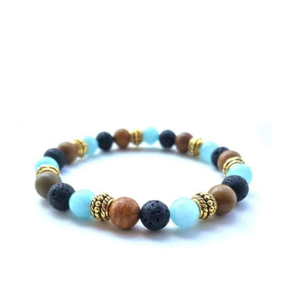 Gold Natural Stone | Black Lava Stone | Essential Oil Bracelet