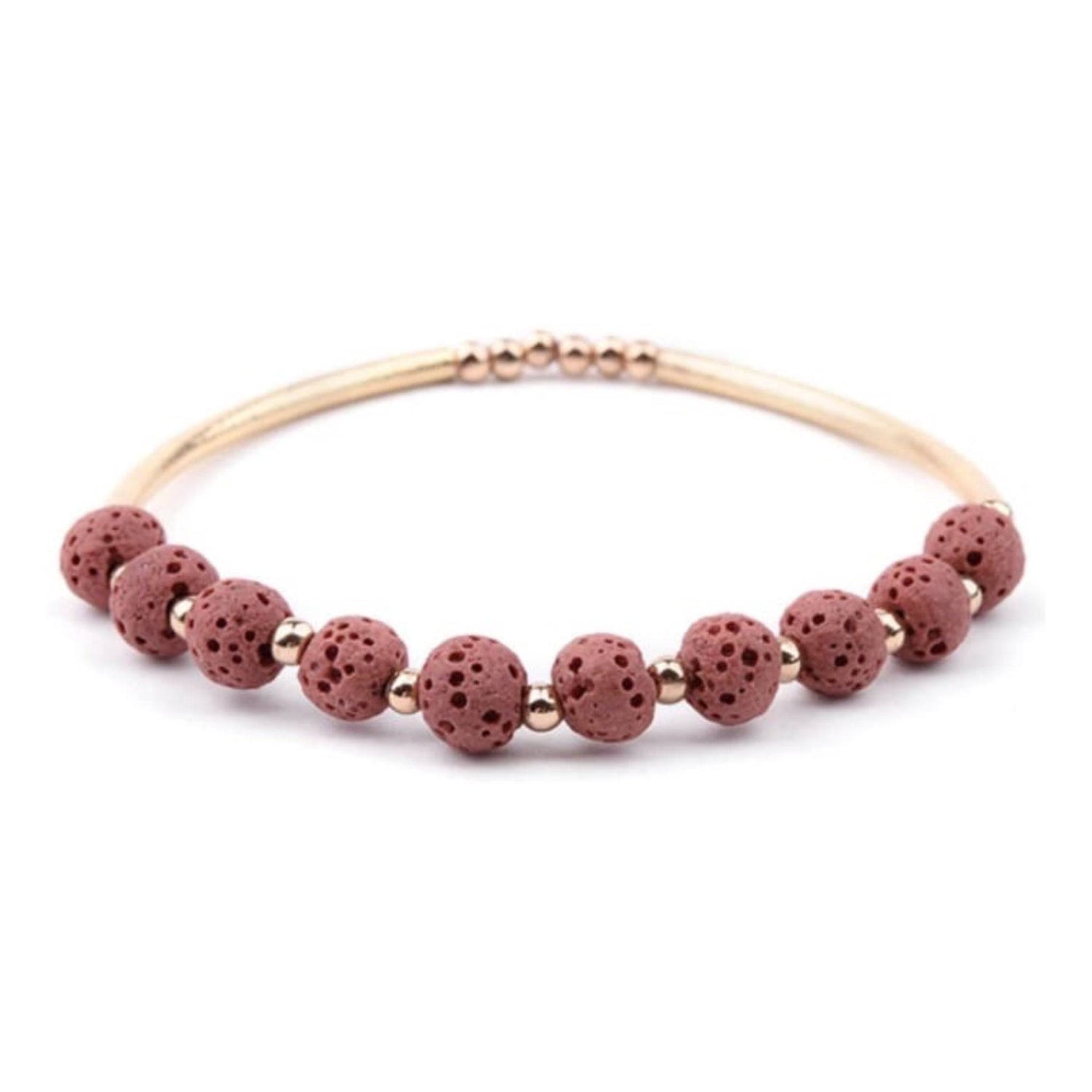 Gold &amp; Rose Lava Stone | Essential Oil Bracelet