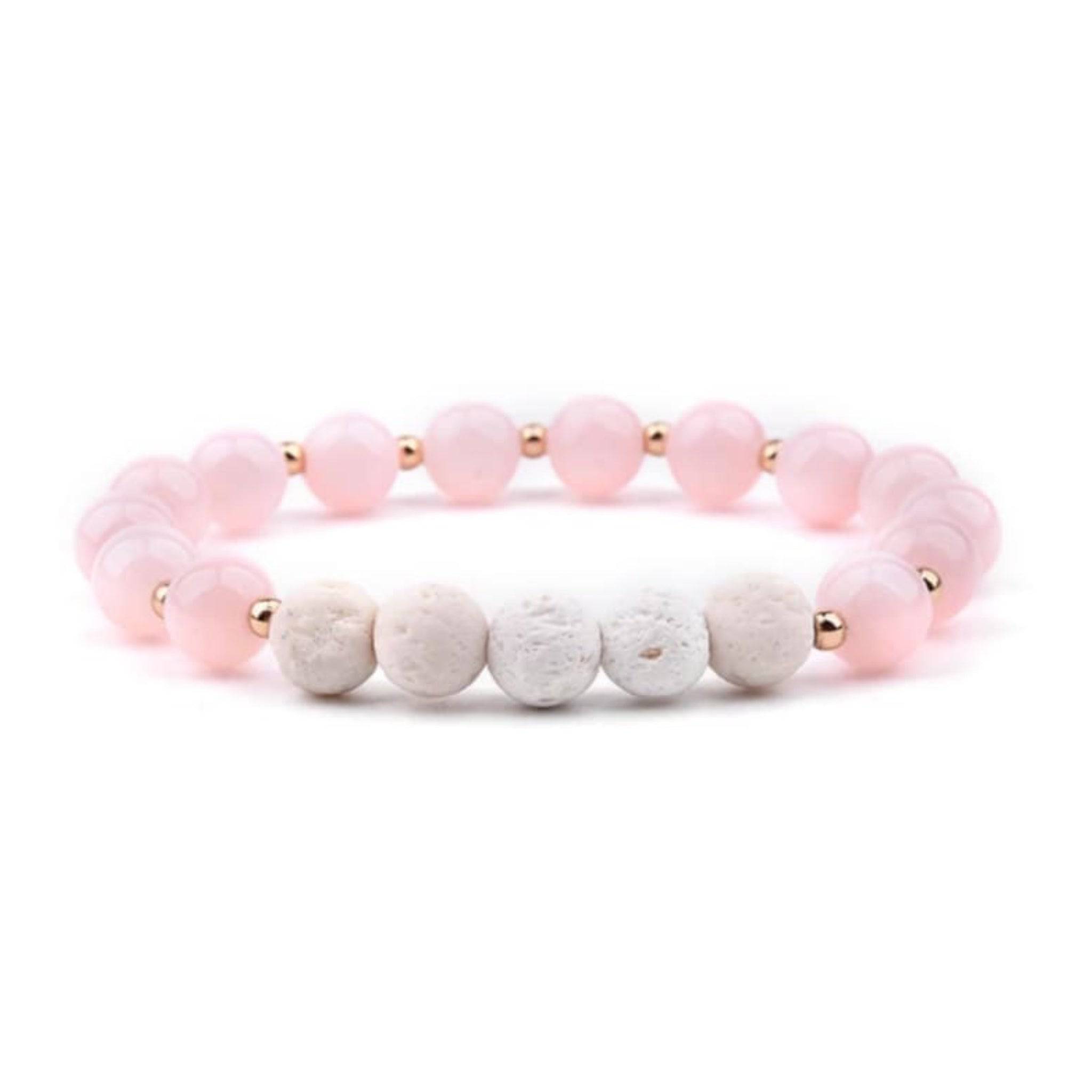 Pink and White Lava Stone | Essential Oil Bracelet