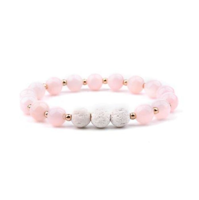 Pink &amp; White Lava Stone | Essential Oil Bracelet