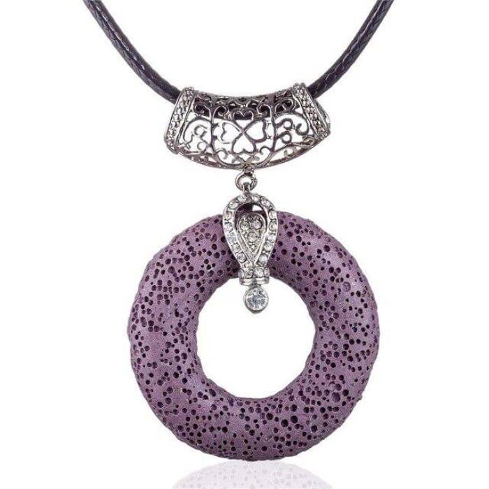 Purple Lava Stone | Essential Oil Pendant Necklace