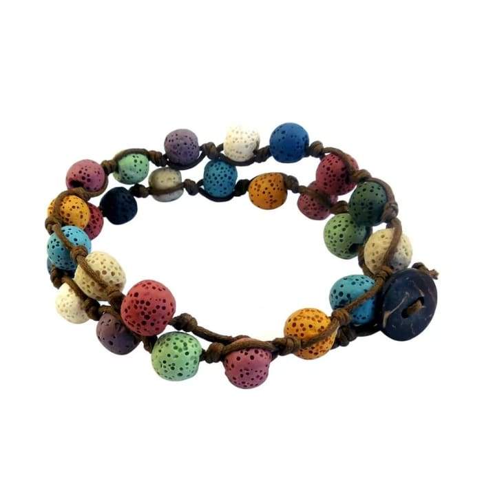 Rainbow Lava Stone | Essential Oil Bracelet / Necklace Choker