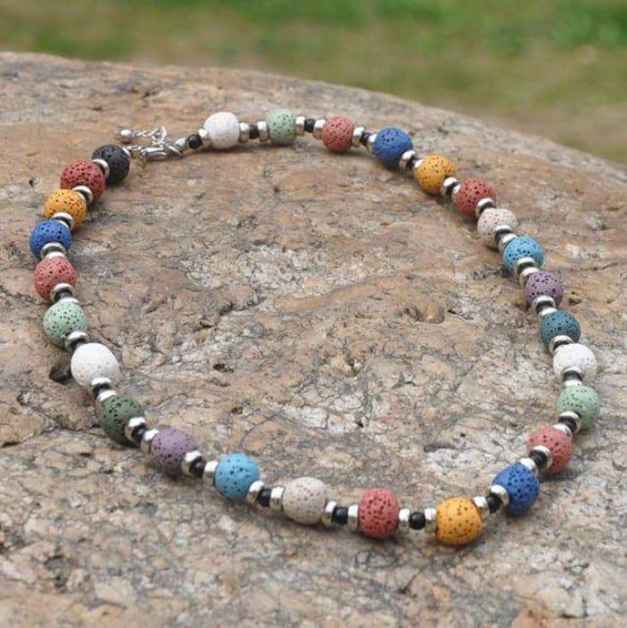 Rainbow Lava Stone | Essential Oil Necklace