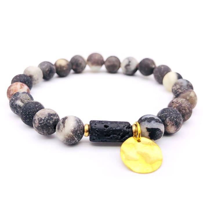 Sun Goddess Grey Lava Stone | Essential Oil Bracelet