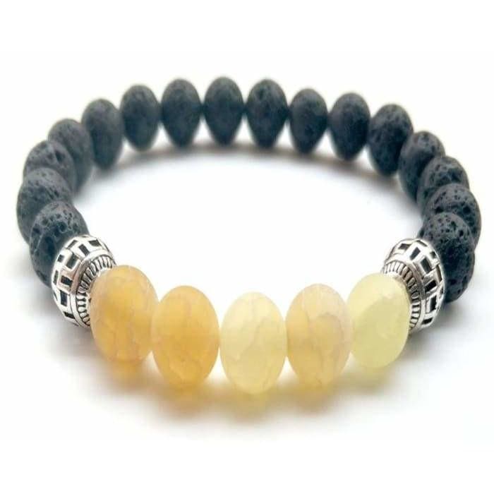 Yellow &amp; Black Lava Stone | Essential Oil Bracelet