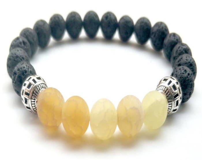 Yellow &amp; Black Lava Stone | Essential Oil Bracelet