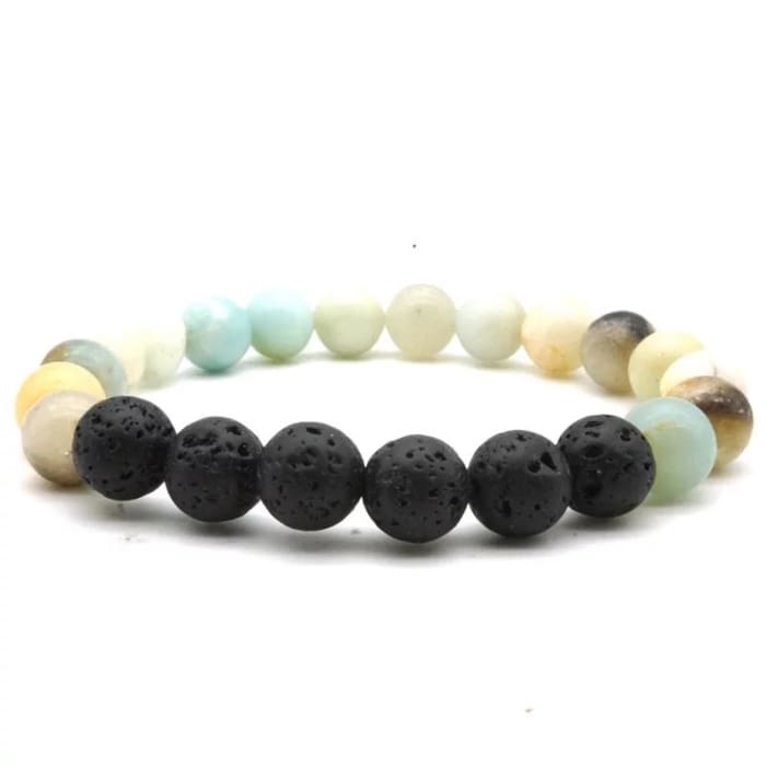 Amazonite &amp; Black Lava Stone | Essential Oil Bracelet