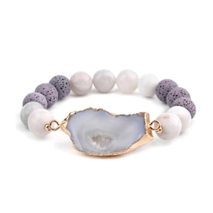 Crystal, Gold &amp; Lava Stone | Essential Oil Bracelet