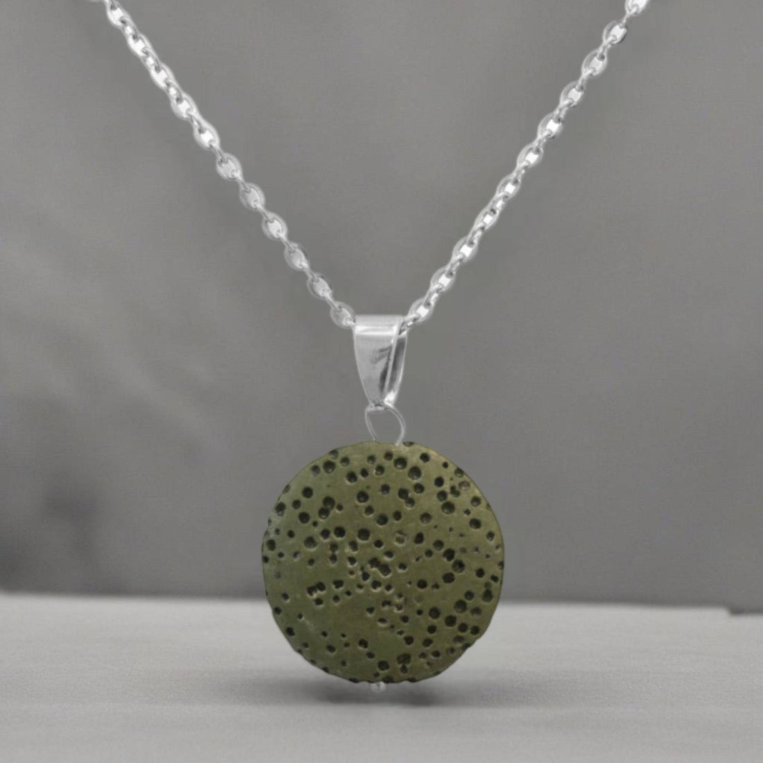 Green Lava Stone | Essential Oil Necklace