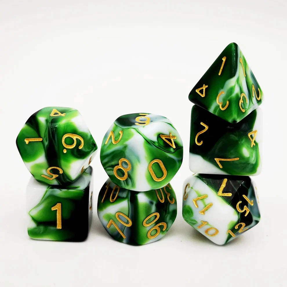 Gemini Dice Set - Green White - HartCentered