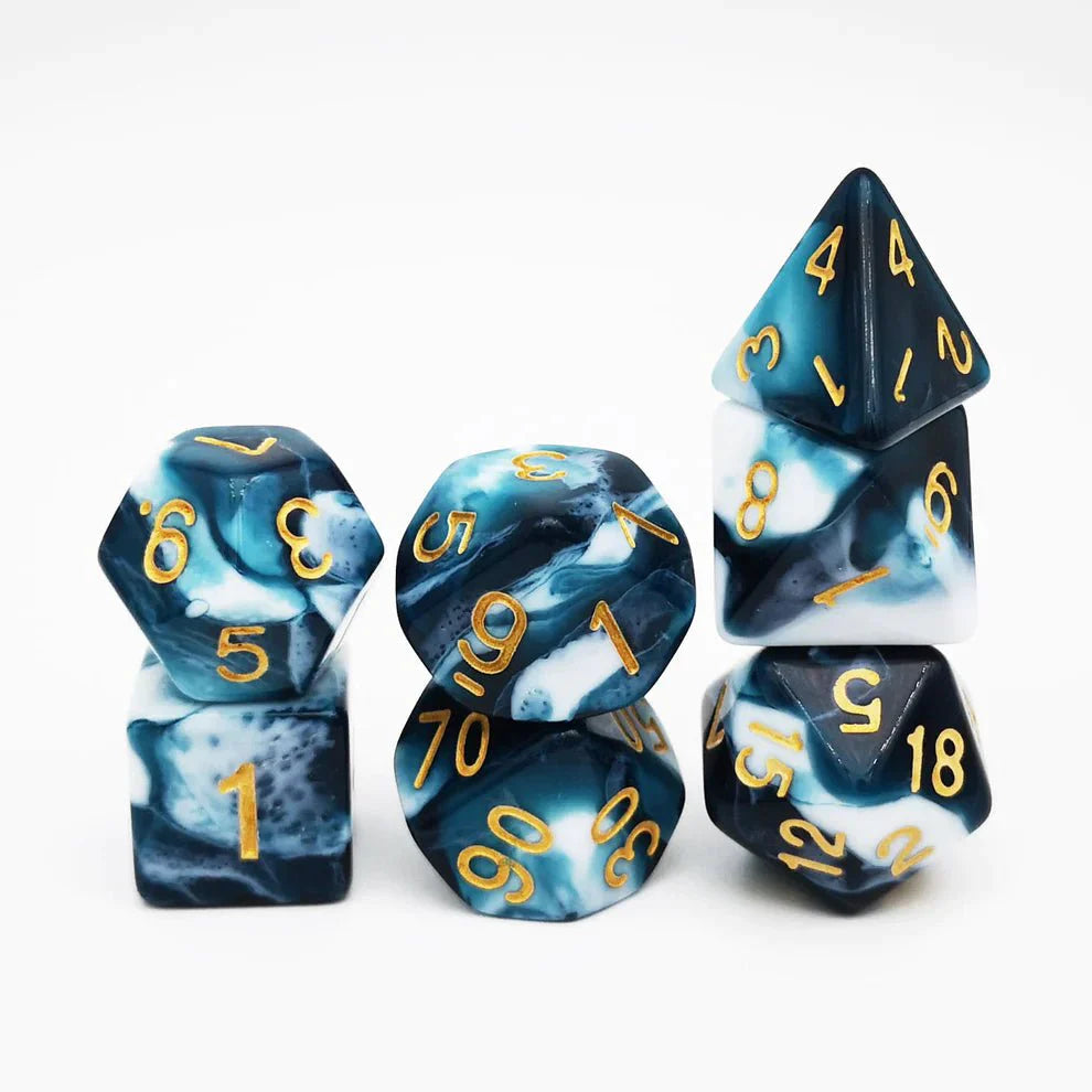 Gemini Dice Set, Teal White - HartCentered