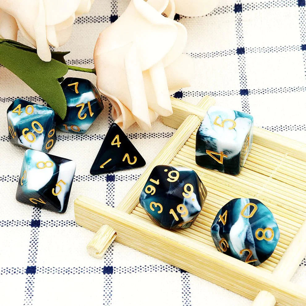 Gemini Dice Set, Teal White - HartCentered