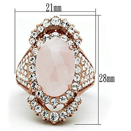 GL225 - IP Rose Gold(Ion Plating) Brass Ring with Precious Stone PINK CRYSTAL in Light Rose-1