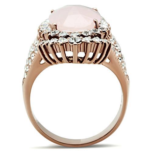 GL225 - IP Rose Gold(Ion Plating) Brass Ring with Precious Stone PINK CRYSTAL in Light Rose-2