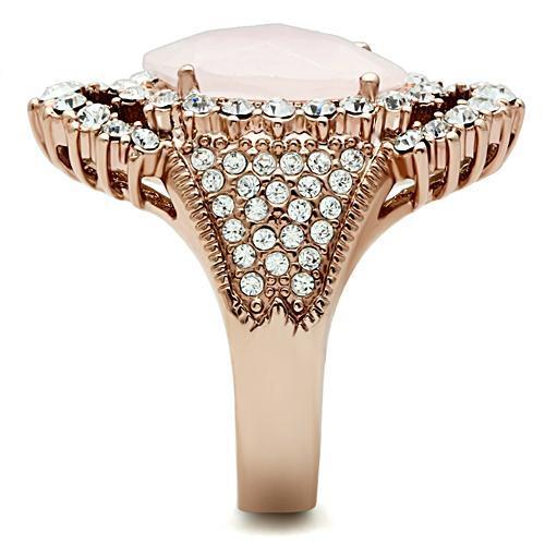 GL225 - IP Rose Gold(Ion Plating) Brass Ring with Precious Stone PINK CRYSTAL in Light Rose-3