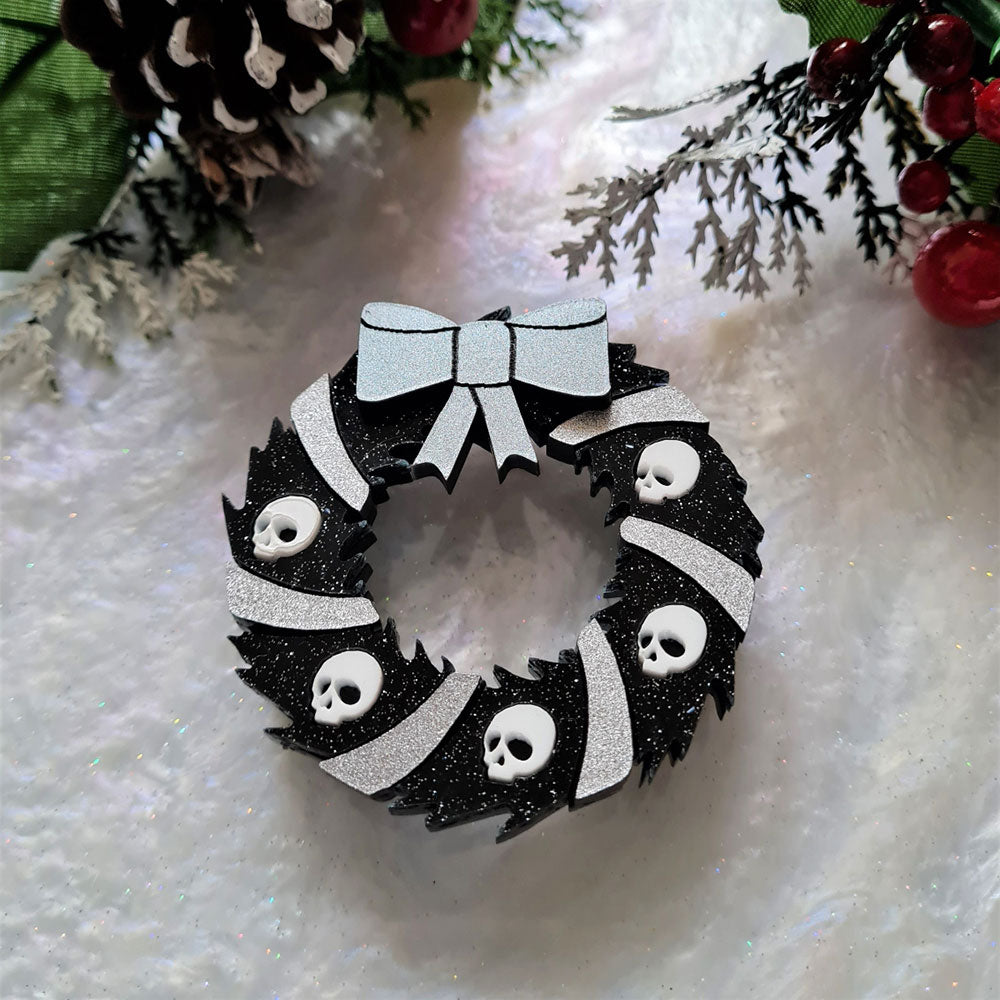 Gothic Skull Wreath Brooch by Cherryloco Jewellery-1