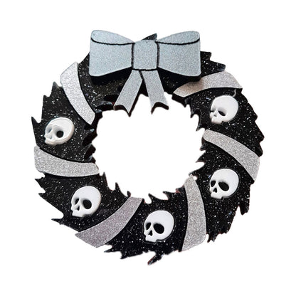 Gothic Skull Wreath Brooch by Cherryloco Jewellery-0