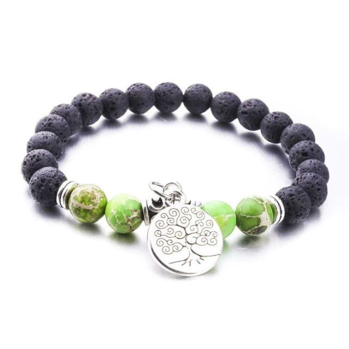 Green Marble Tree of Life Lava Stone Bracelet - HartCentered