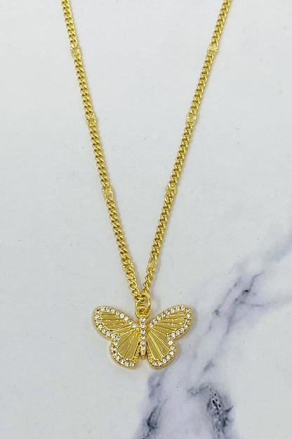 Butterfly In Flight Necklace | Gold-Plated Brass