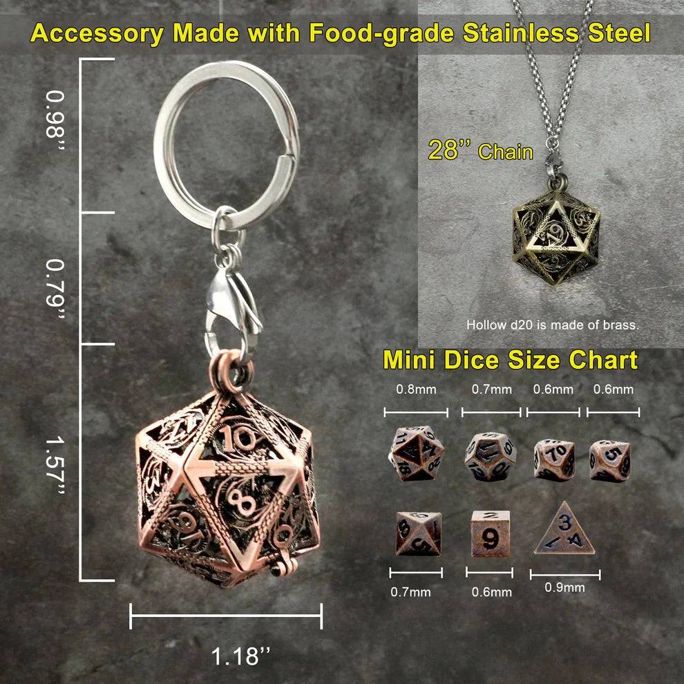 Antique Copper Mini Dice &amp; Bronze Dice Cage Set