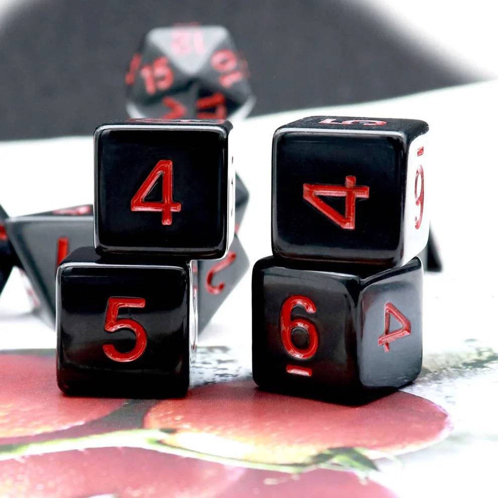 Black Dice with Red Numbers, 11-Piece Set