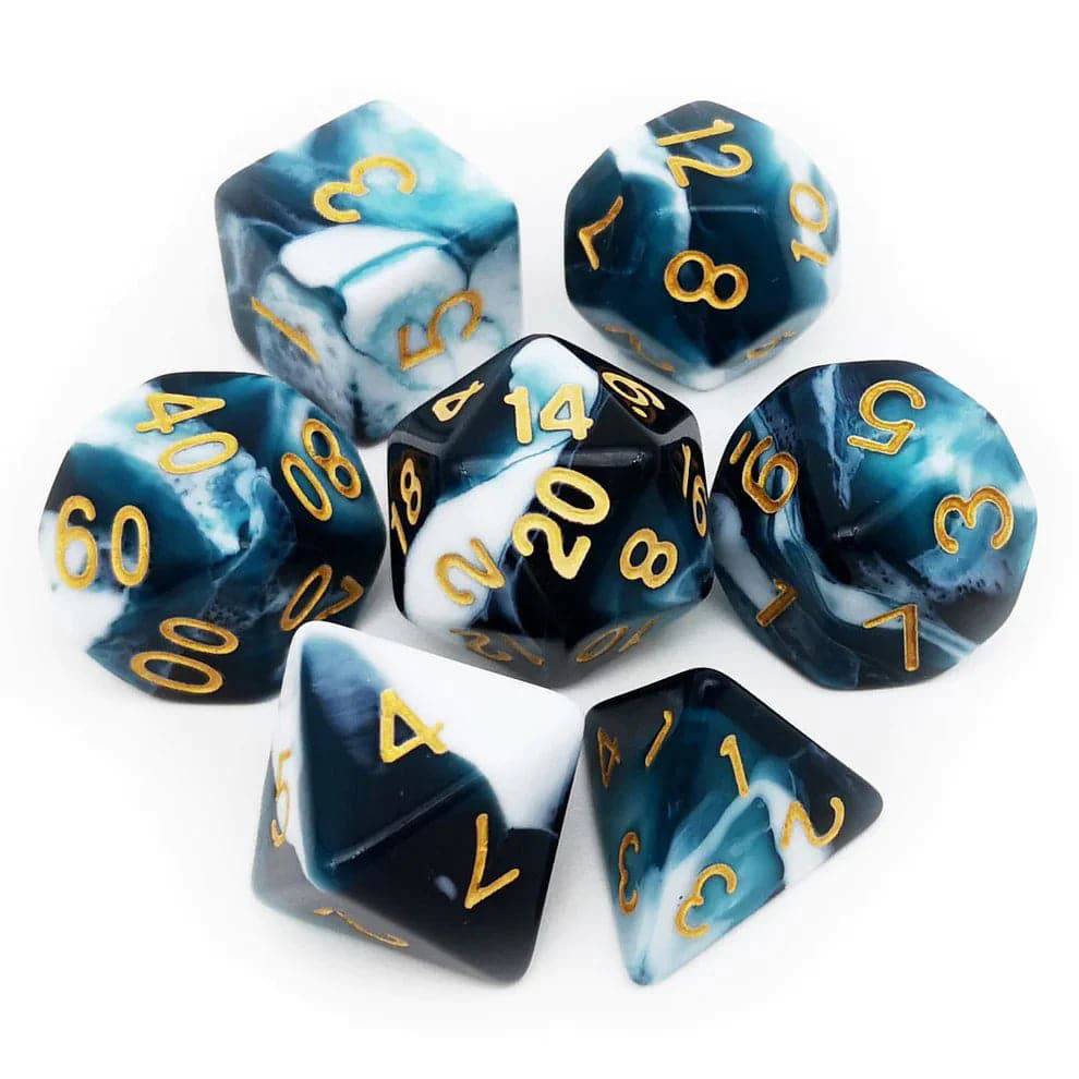 Gemini Dice Set, Teal White