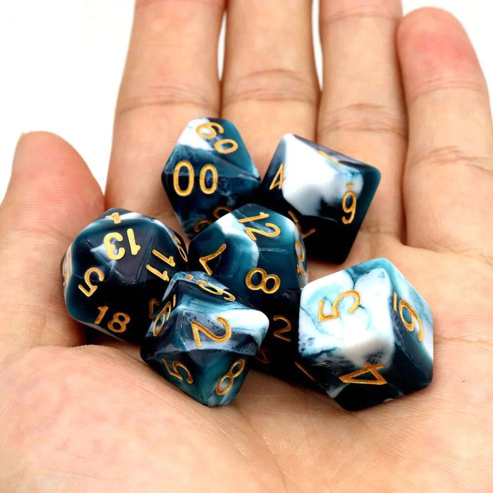 Gemini Dice Set, Teal White