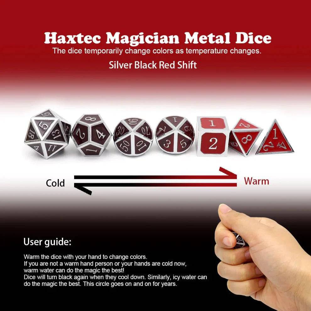 Heat Sensitive Dice Set - Silver Black Red Shift